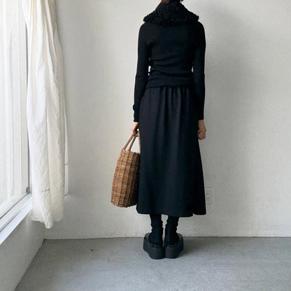 R&D.M.Co  コットンウールフリルカラー　ブラック