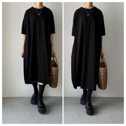 atelier naruse  コットンカットソーコクーンワンピース　ブラック