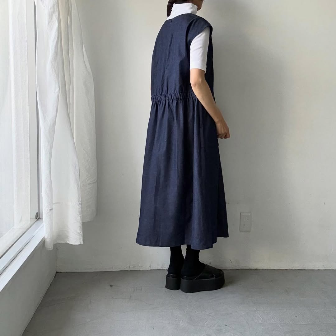 Linenya  フロントタックワンピース
デニム