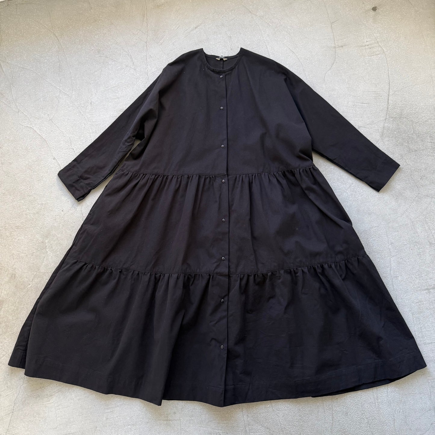 jujudhau デッドストックコットンティアードドレス　ブラック
