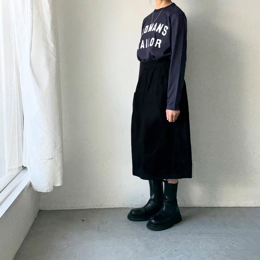 OLDMANS TAILOR OMTラバープリント長袖Tシャツ　ネイビー