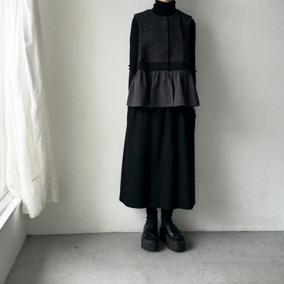 MAGALI  ピンドットツイードヴィンテージジレ