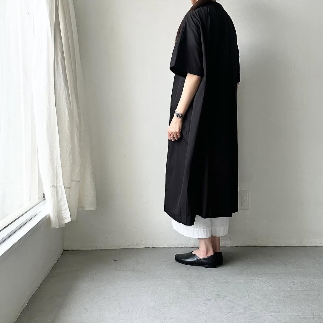 atelier d'antan Krallコットン半袖ドレス　ブラック