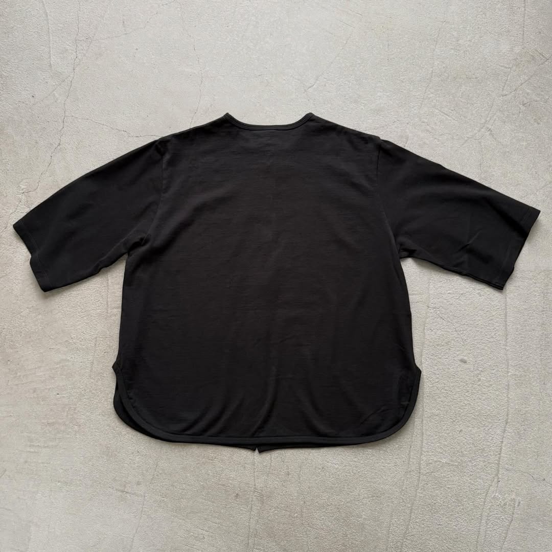 homspun  天竺5分袖カーディガン
ブラック