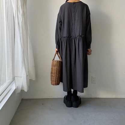 atelier naruse  ウールコットン千鳥チェックカットオフワンピース