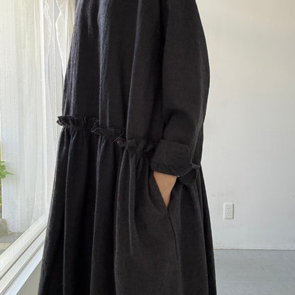 atelier naruse  ウールコットン千鳥チェックカットオフワンピース