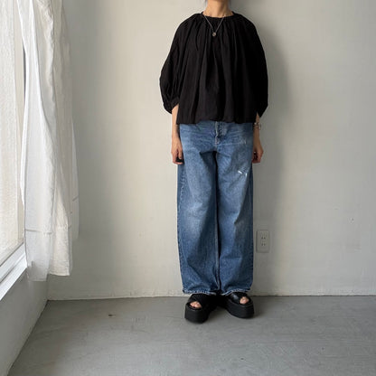 R&D.M.Co ガーメントダイカディギャザースモック　ブラック