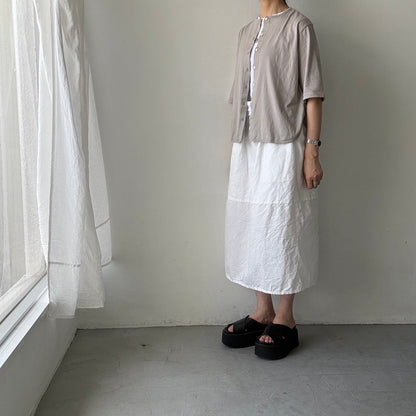 homspun 天竺5分袖カーディガン　ライトグレー