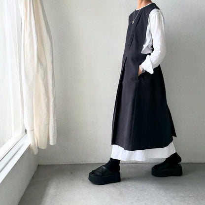 atelier d'antan kobell コットンエプロンドレス　  ダークグレー