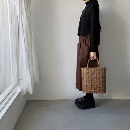 atelier naruse ウールポンチギャザースカート　ブラウン