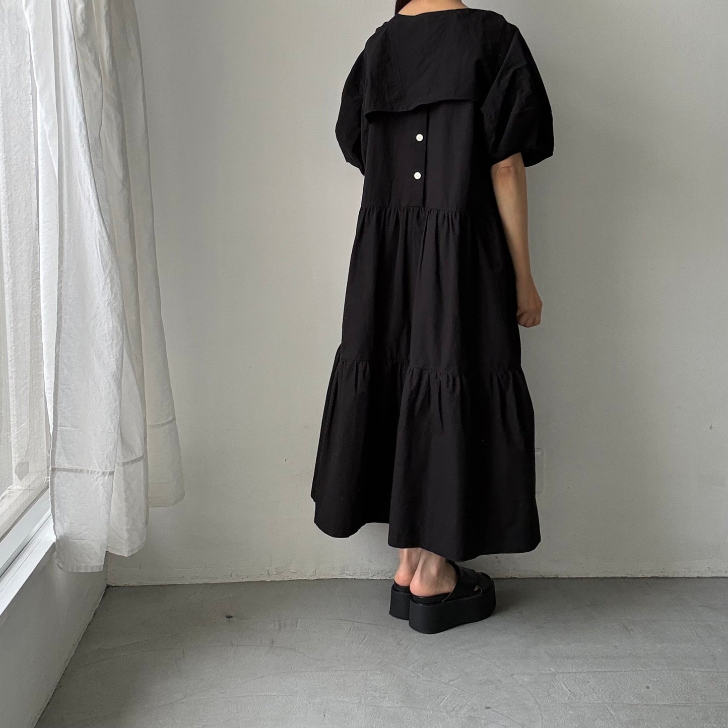 R&D.M.Co  コットンリネンシルクワッシャープルオーバーボレロ　ブラック