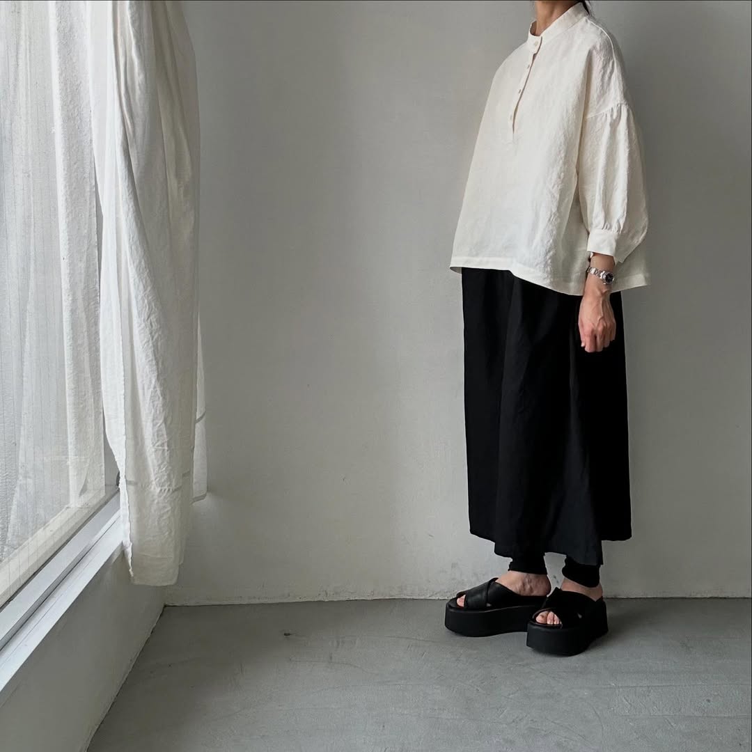 Linenya  リネンスタンドカラーブラウス　ホワイト