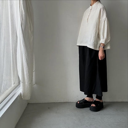 Linenya  リネンスタンドカラーブラウス　ホワイト