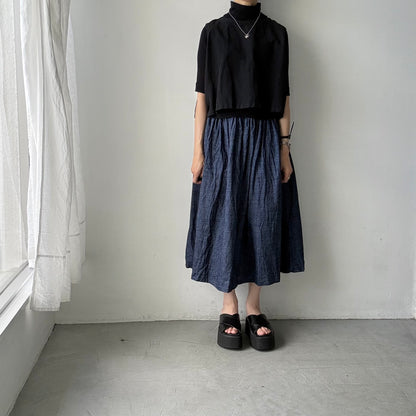 jujudhau デッドストックデニムギャザースカート