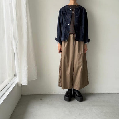 homspun  天竺ボーダー半袖プルオーバー　グリーン×ブラウン