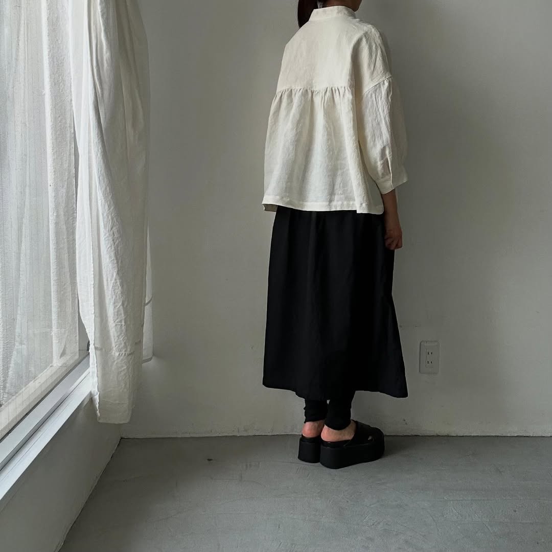 Linenya  リネンスタンドカラーブラウス　ホワイト