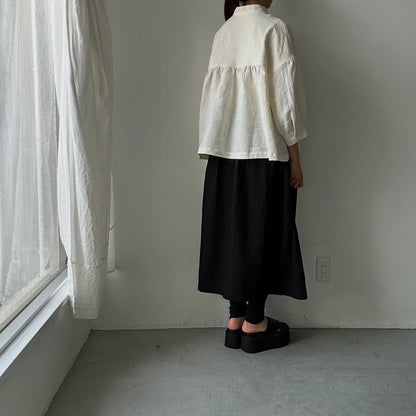 Linenya  リネンスタンドカラーブラウス　ホワイト