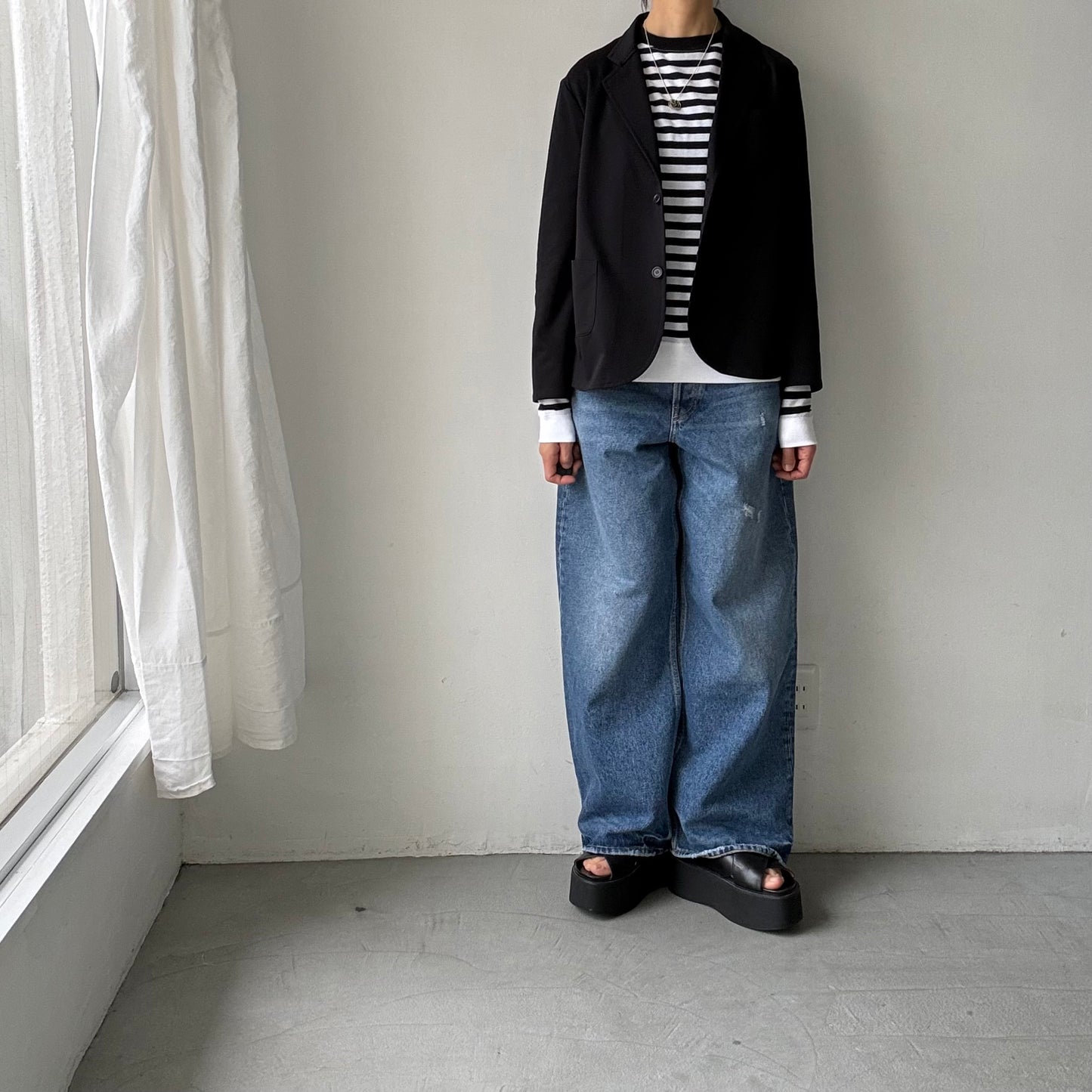 R&D.M.Co  ガーゼボーダープルオーバーシャツ