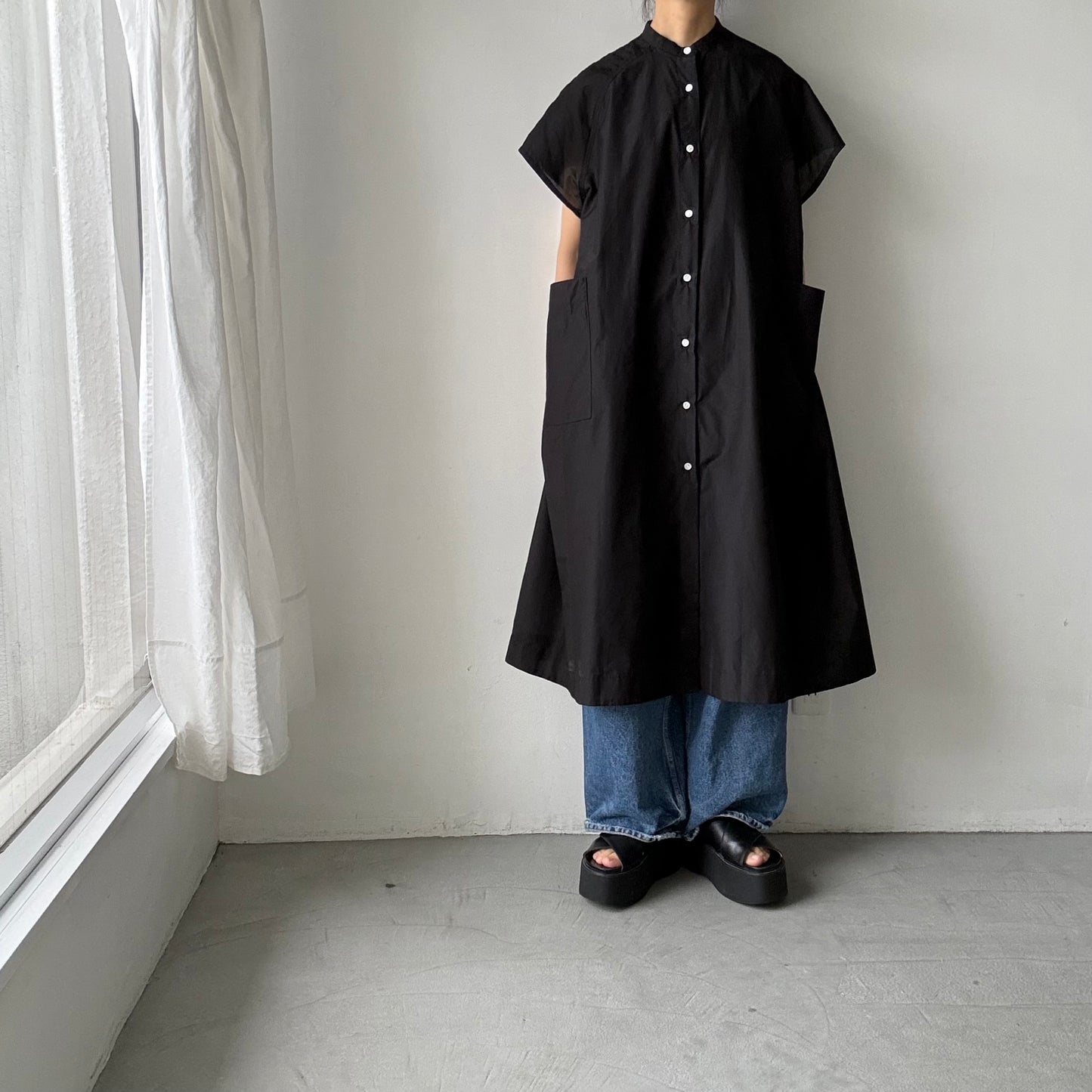 R&D.M.Co シルクコットンラグランハーフスリーブドレス