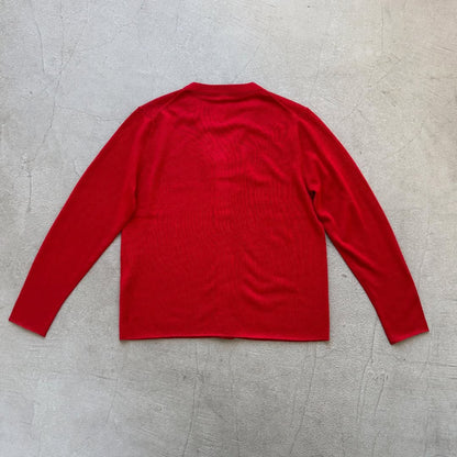 homspun ウールVネックカーディガン　レッド