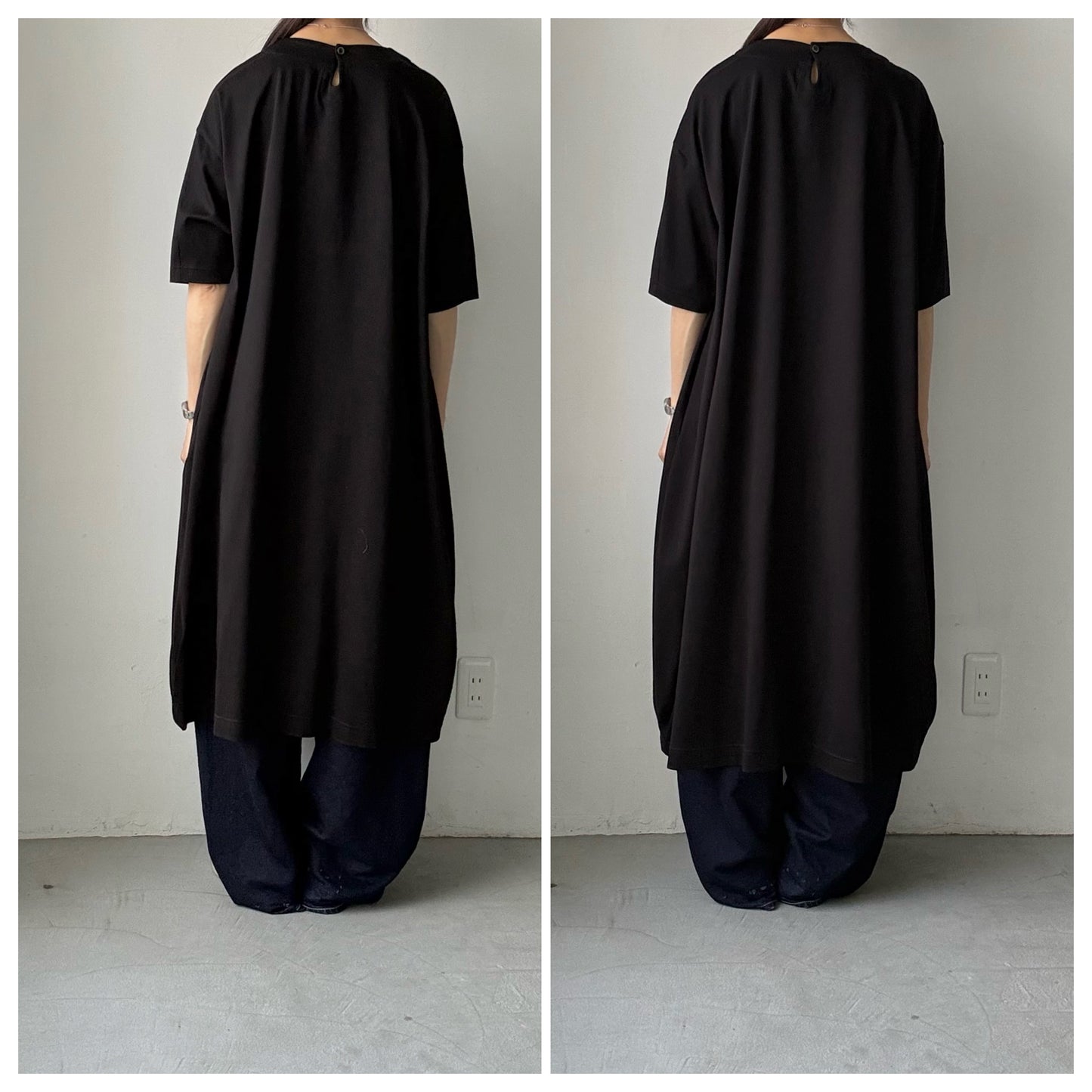 atelier naruse  コットンカットソーコクーンワンピース　ブラック