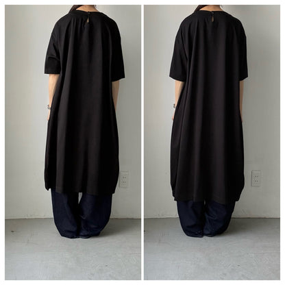 atelier naruse  コットンカットソーコクーンワンピース　ブラック