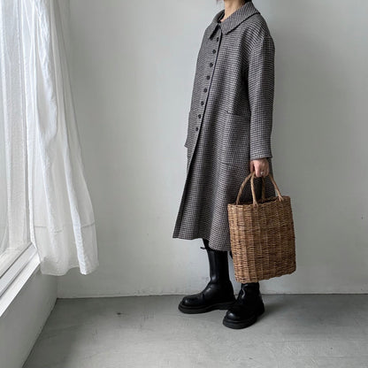 MAGALI  ピエドウールウールリネンフラットカラーコート