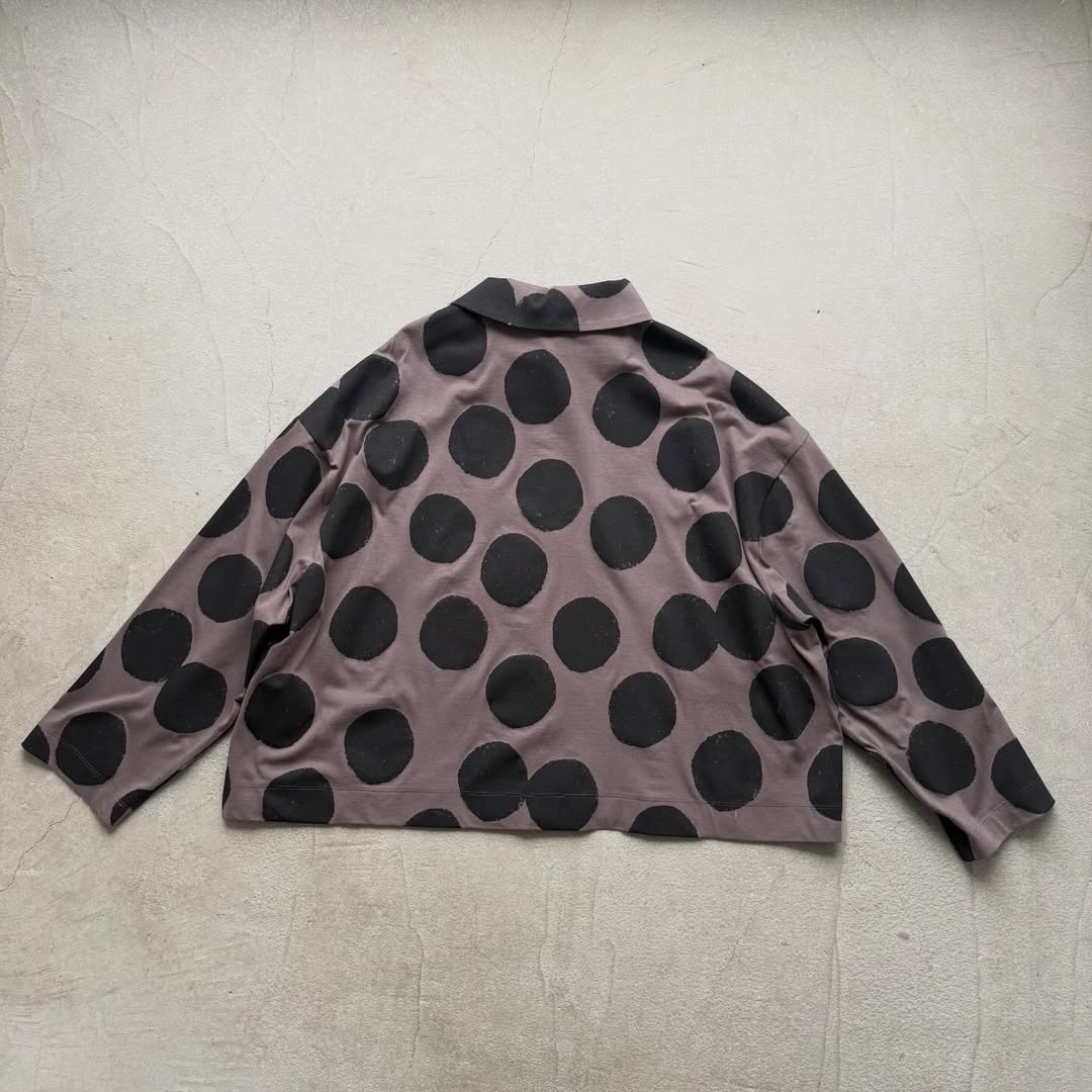 atelier naruse  コットンカットソー水玉ブラウス　ブラウン×ブラック