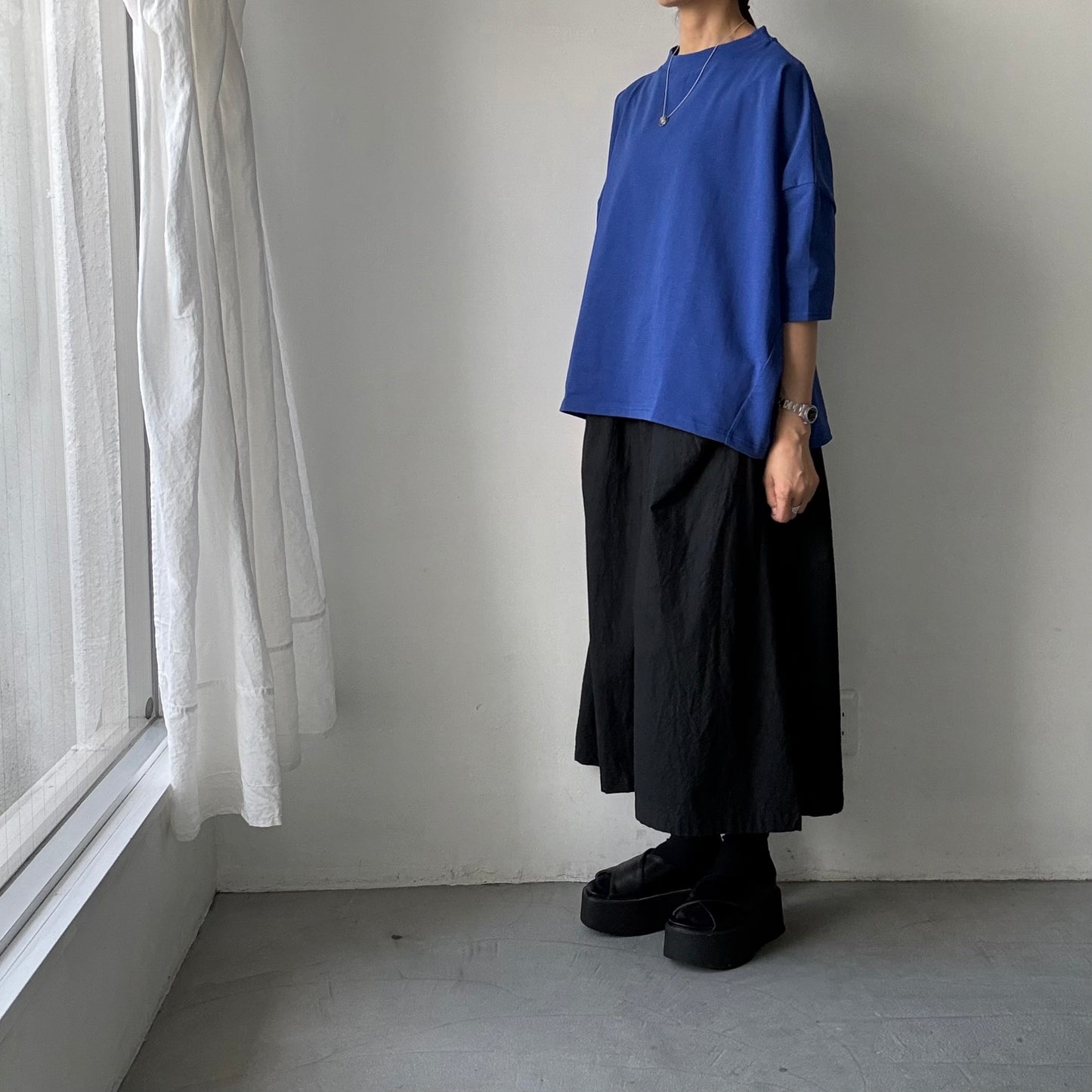 🟡水曜日入荷分予約受付中🟡 Linenya  テラヴェ7分袖Tシャツ　ブルー