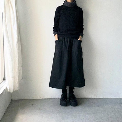 atelier naruse  ウールコットンタートルネックカットソー　ブラック
