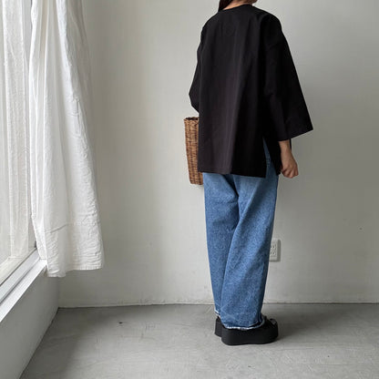 atelier d'antan Bouvetコットンプルオーバー　ブラック