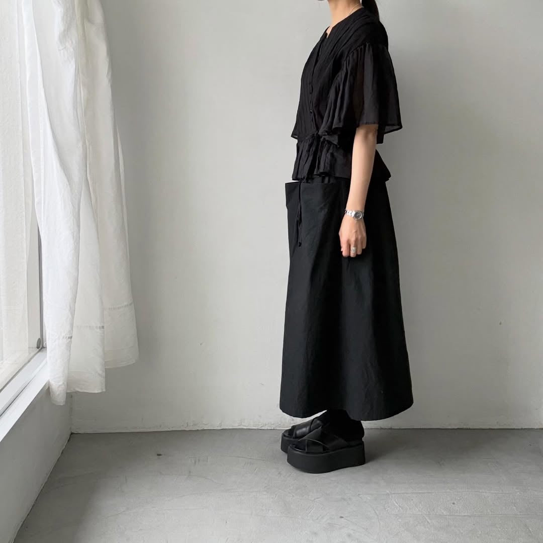 MAGALI コットンレースカシュクールブラウス　ブラック