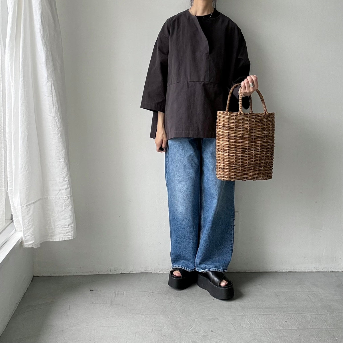 atelier d'antan Bouvetコットンプルオーバー　  ダークグレー