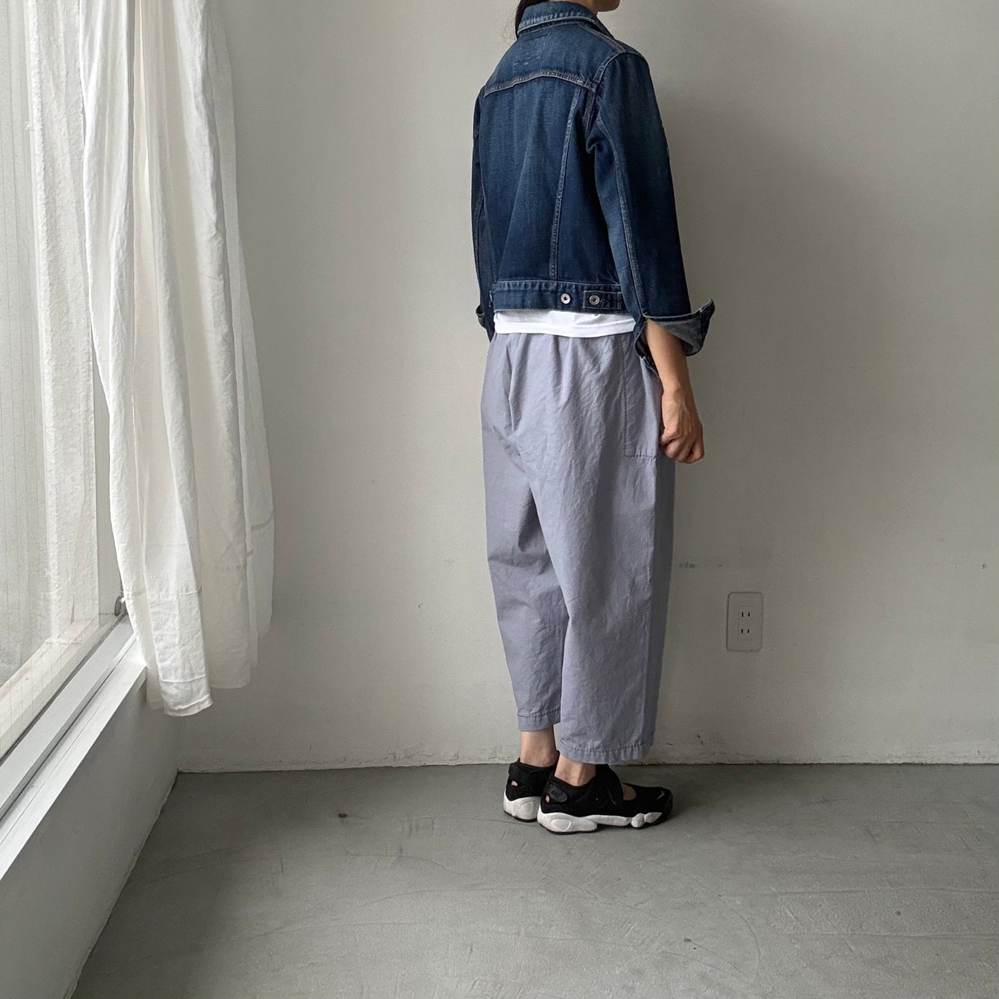 homspun パルキーシーチングギャザーパンツ　ブルーグレー