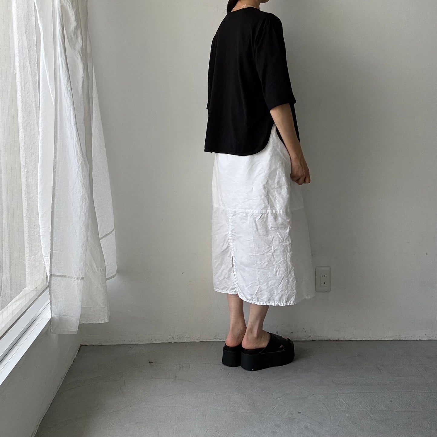 homspun  天竺5分袖カーディガン
ブラック