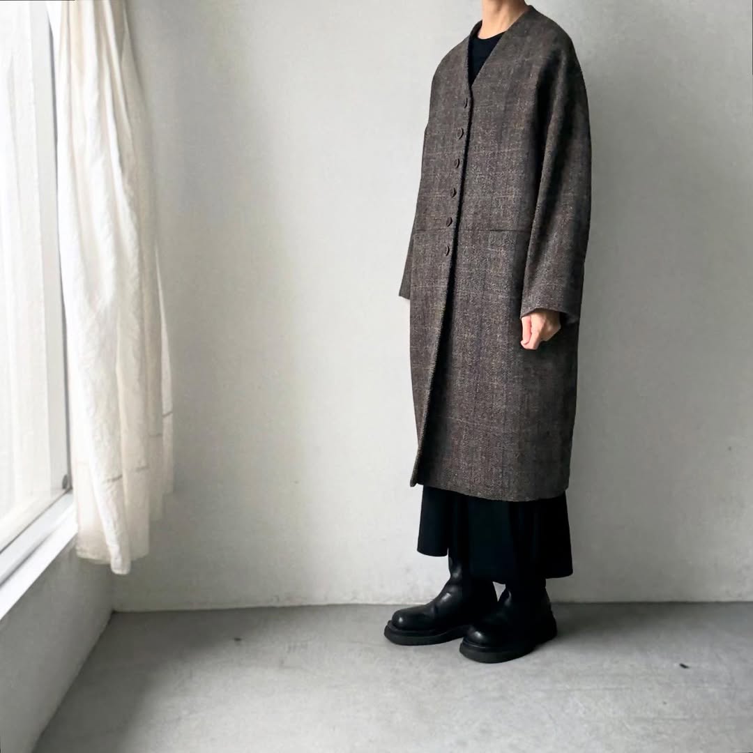 atelier naruse ハリスツイードウールコクーンコート