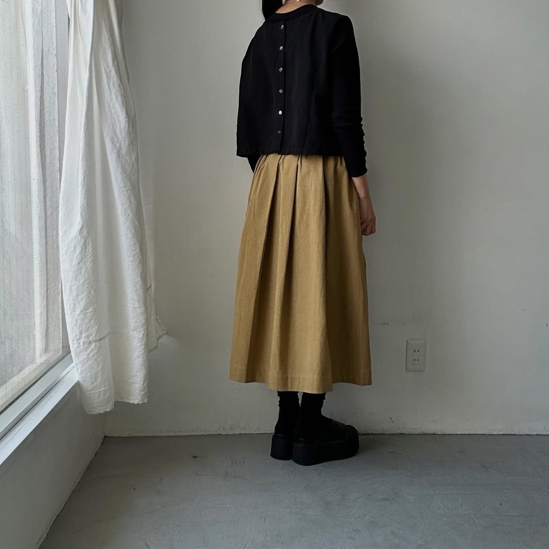 Linenya  コットンタックスカート　ベージュ