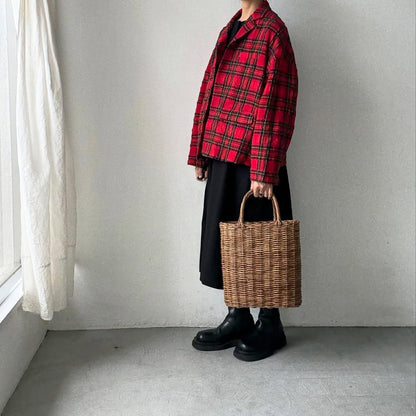 atelier naruse ウールコットンタータンチェックテーラードジャケット