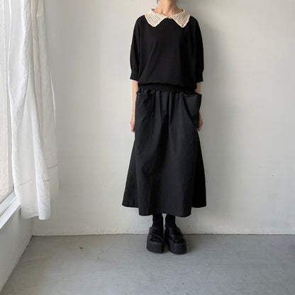 atelier naruse  コットンクロシェカラーニット　ブラック