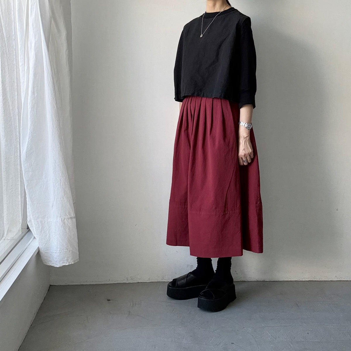 MAGALI オールドコットンラップ風スカート　レッド
