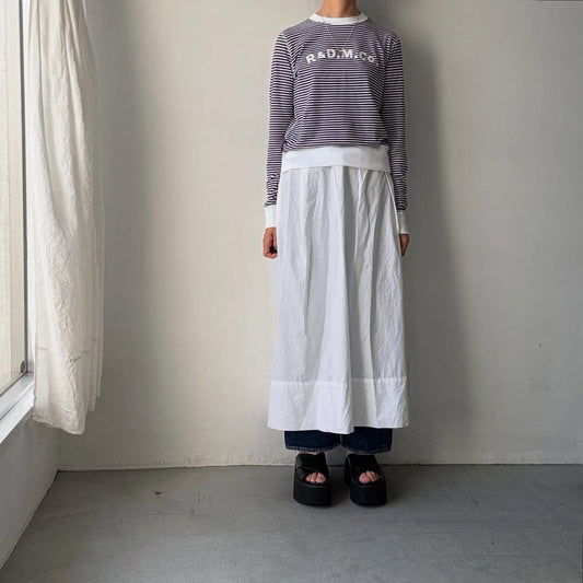 R&D.M.Co ロゴ細ボーダー長袖シャツ