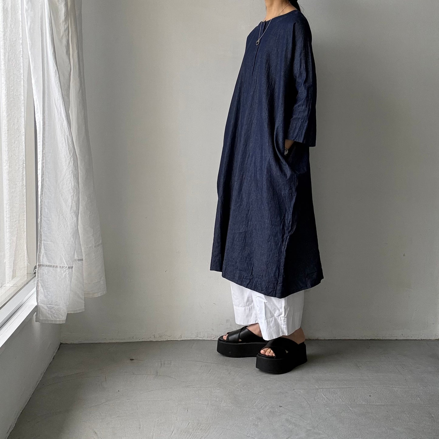 jujudhau  デニム台形ドレス