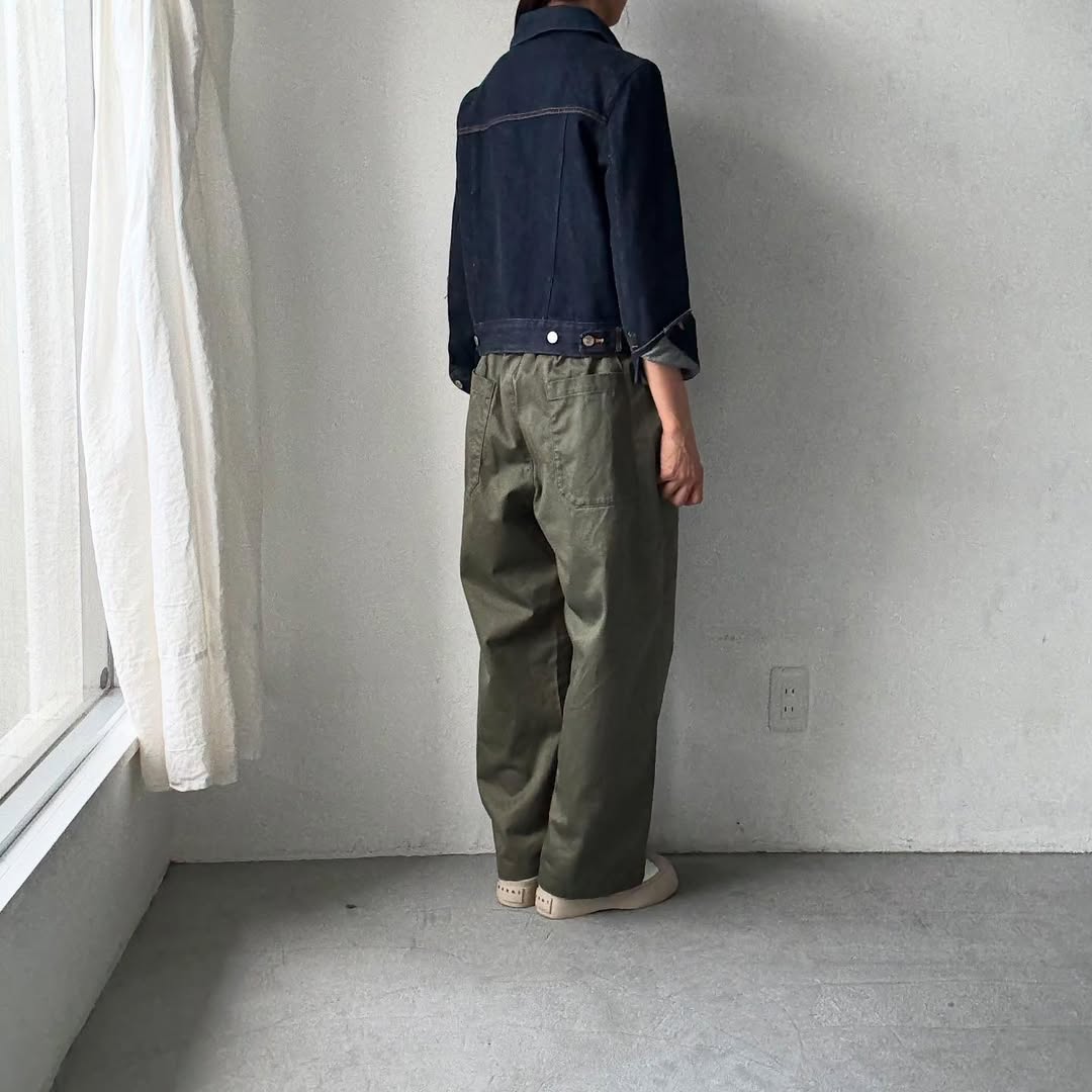 homspun 高密度ウエポンギャザーパンツ　グリーン