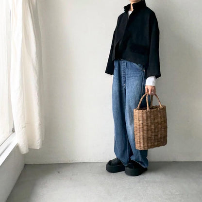 R&D.M.Co  フリルデコレーションジャケット　ブラック