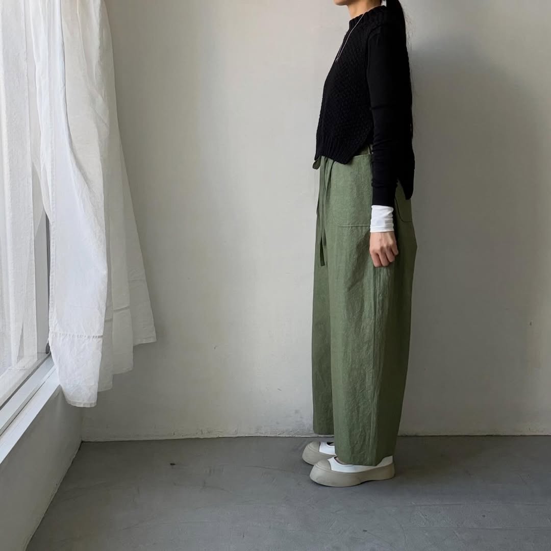 MAGALI コットンリネンファナージュロングパンツ