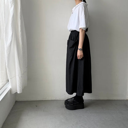 homspun 天竺フリルカラー半袖プルオーバー　ホワイト