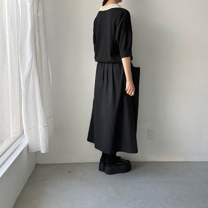 atelier naruse  コットンクロシェカラーニット　ブラック