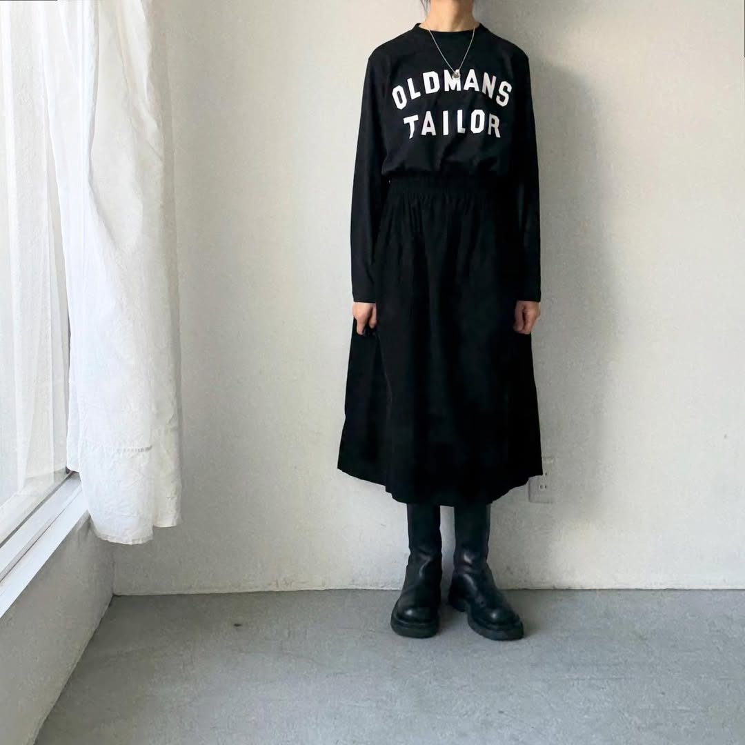 OLDMANS TAILOR OMTラバープリント長袖Tシャツ　ブラック