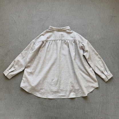 Linenya  コットンヤク丸襟長袖ブラウス　ベージュ