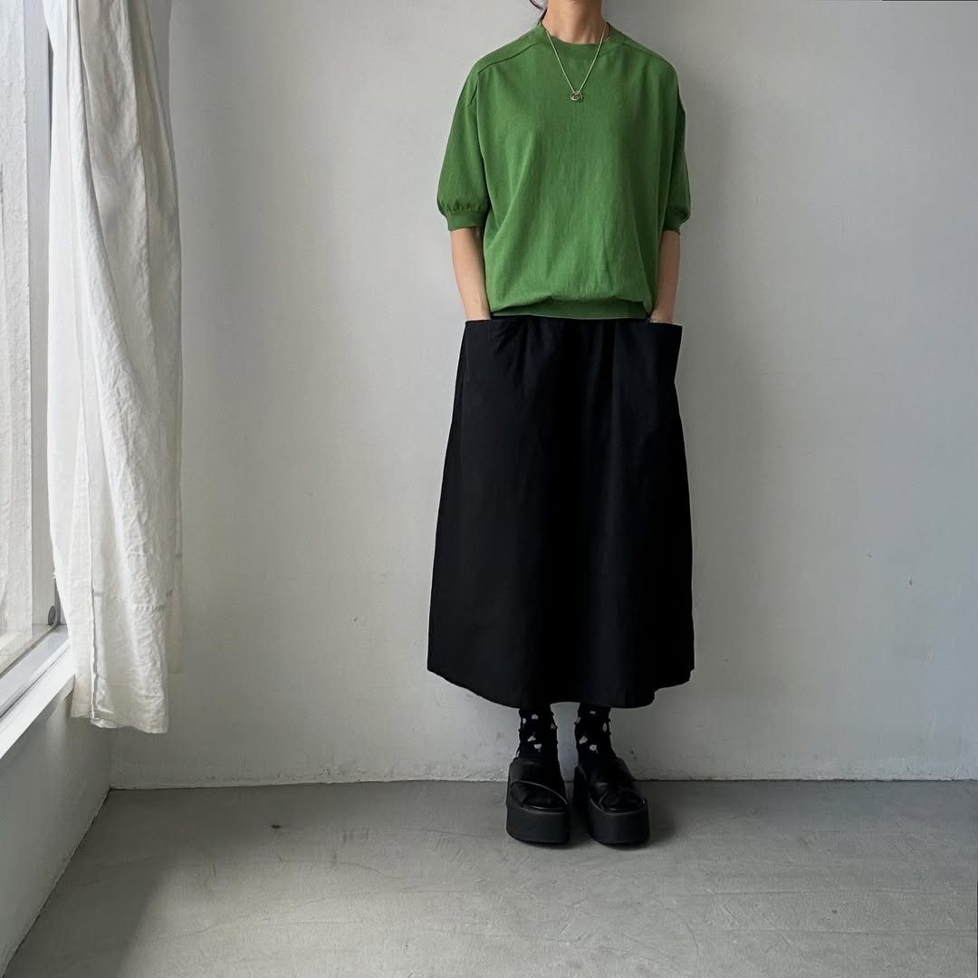 as it is.コットン半袖ニットプルオーバー　グリーン
